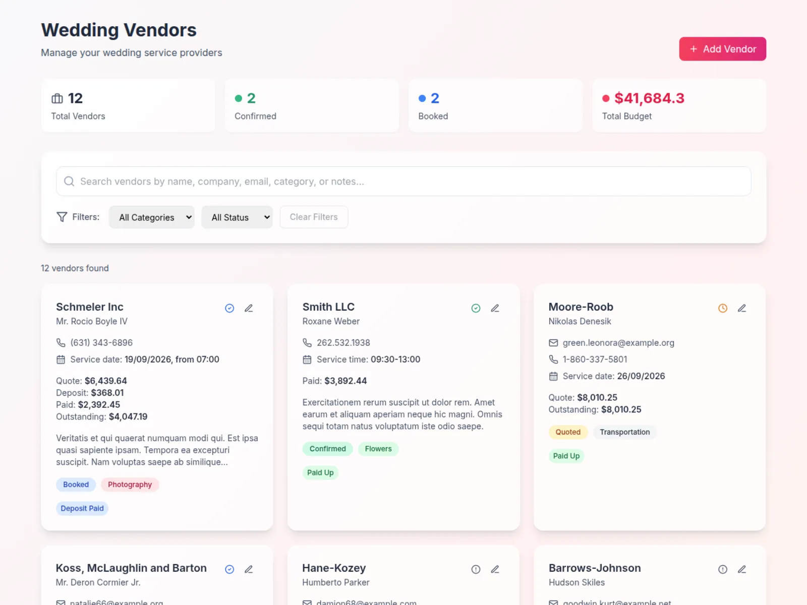 Vendor Coordination